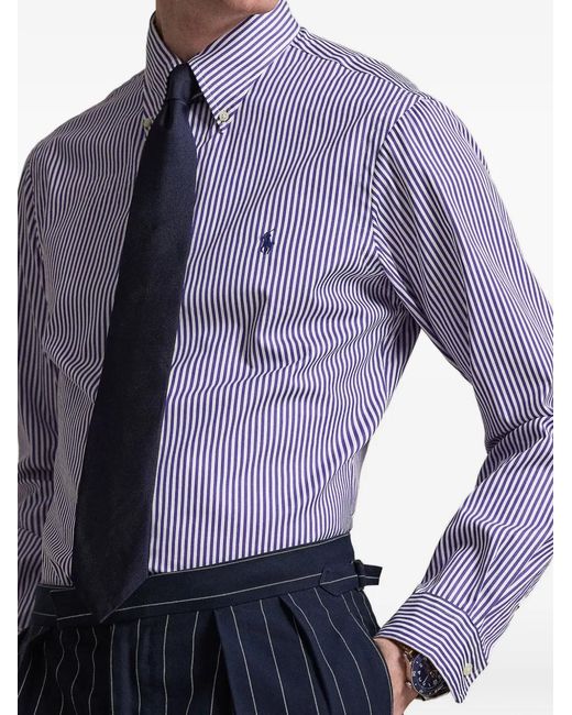 Polo Ralph Lauren Purple Striped Cotton Shirt for men