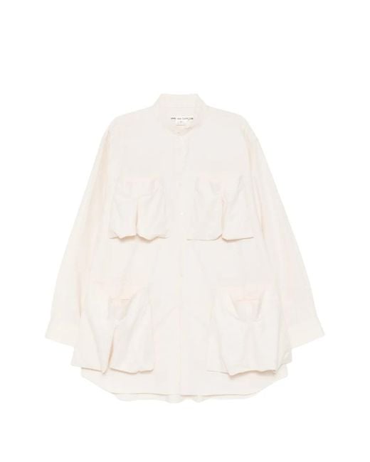 Comme des Garçons White Pleated-Pocket Shirt
