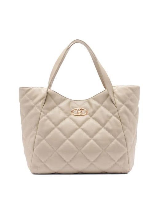 Liu Jo Natural Large Quilted Logo Tote Bag