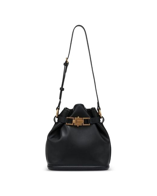 POTAMY Black Strap Buckle-Detail Buckle Bag