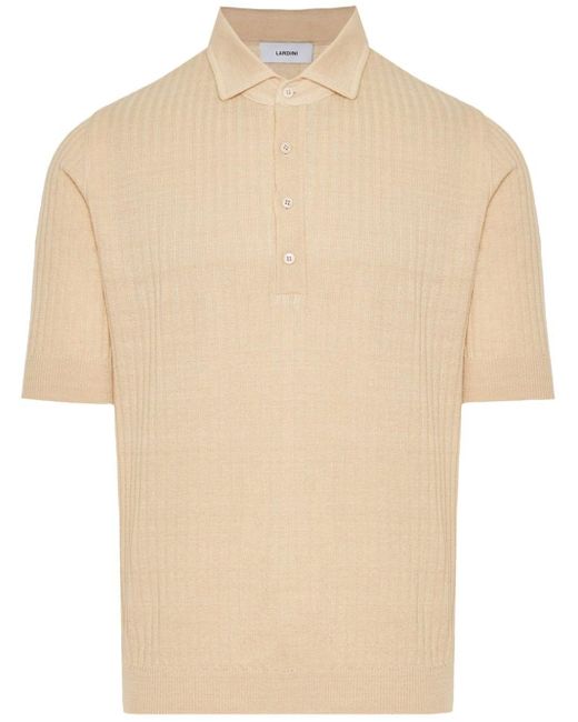 Lardini Natural Ribbed-knit Polo Shirt for men