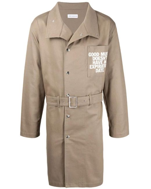 Honey Fucking Dijon Natural Graphic-Print Trench Coat