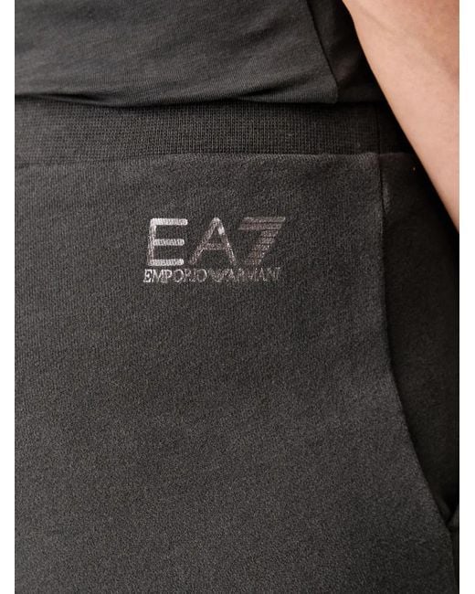 EA7 Black Logo-Print Elasticated-Waist Track Pants