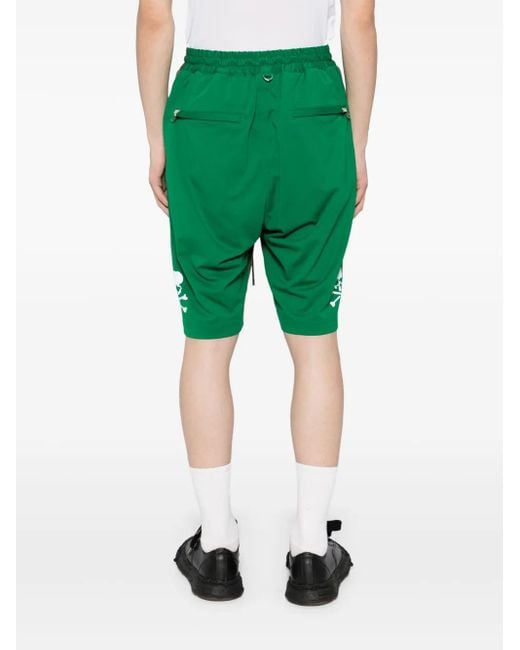 MASTERMIND WORLD Green Colour-Block Shorts for men