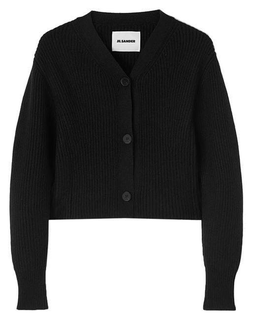 Jil Sander Black Buttoned Long-Sleeve Cardigan