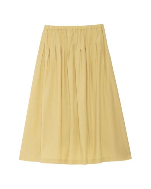 Ottod'Ame Yellow Jupe Mi-Longue En Coton À Plis