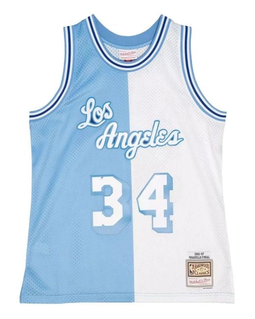 Mitchell & Ness X Nba La Lakers 1996 Shaquille O'Neal Split Swingman Tanktop in het Blue voor heren