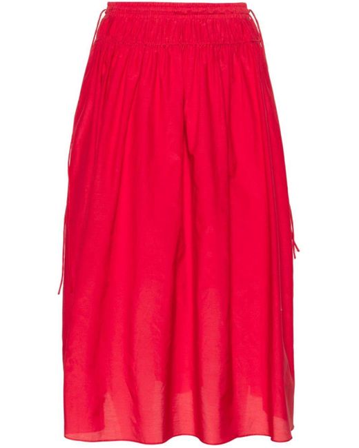 Paul Smith Red Pleated Midi Skirt