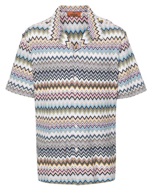 Missoni Gray Chevron-knit Cotton Shirt for men