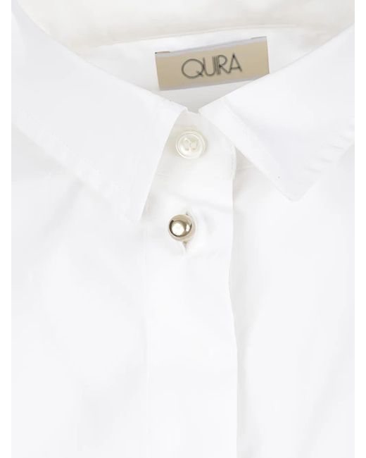Quira Popeline Blouse Met Klassieke Kraag in het White