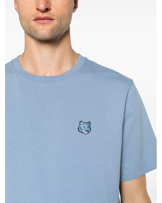 Maison Kitsuné Blue T-Shirt With Chillax Fox Application for men
