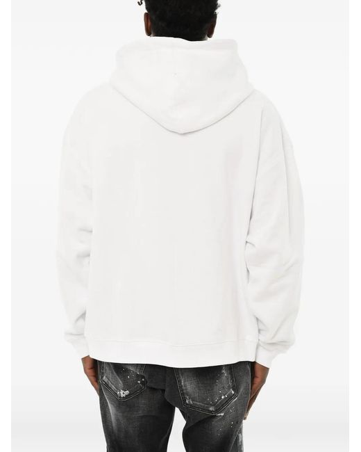DSquared² White Full-Zip Drawstring Hoodie for men