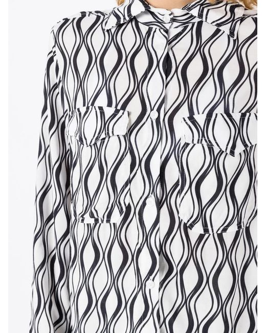 Amir Slama White Long Wave-Print Shirt