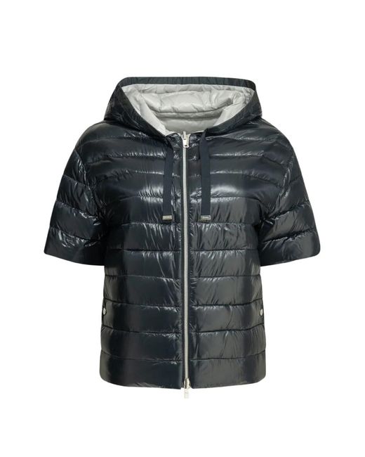 Herno Gray Quilted Hooded Reversible Puffer Jacket
