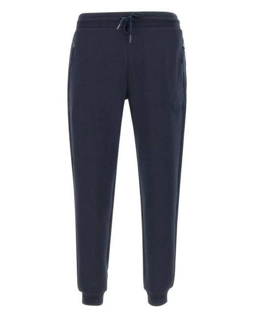EA7 Blue Logo-Patch Track Pants for men