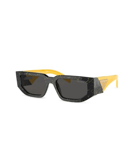 Prada Black Two-Tone Logo-Arm Sunglasses for men