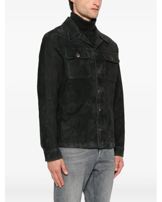 Eleventy Black Buttoned Flap-Pockets Jacket for men