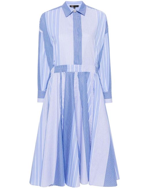 Maje Blue Gestreiftes Patchwork-Midikleid