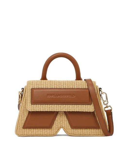 Karl Lagerfeld Brown Ikon/K Umhängetasche Aus Raffiabast