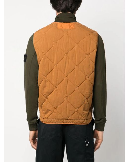 Stone Island Black Compass-Patch Quilted Gilet for men