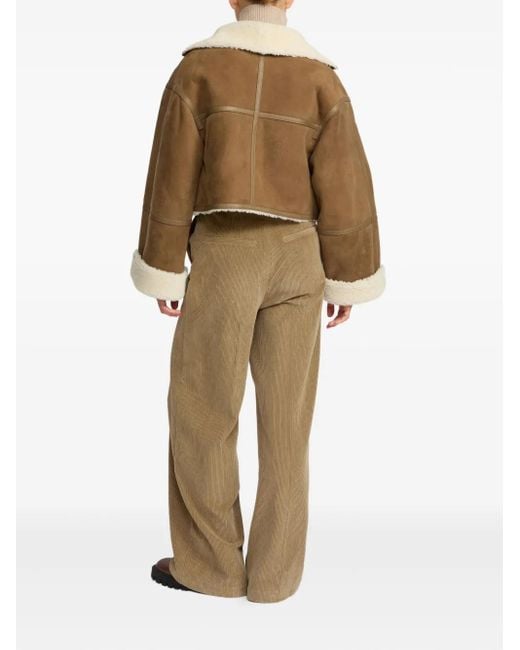 Yves Salomon Natural Shearling-Trimmed Suede Jacket
