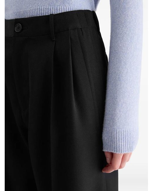 Jil Sander Black Pleated Wool Trousers