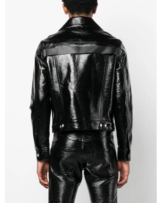 Veste En Cuir À Effet De Brillance Courreges pour homme en coloris Black