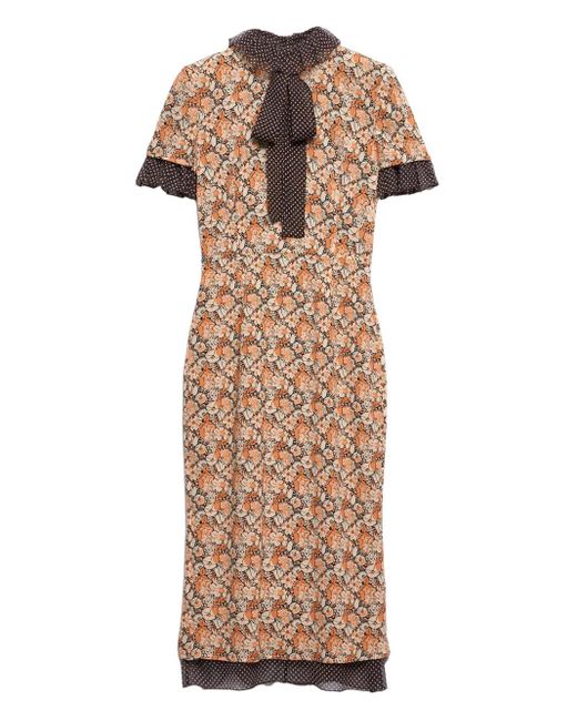 Prada Natural Floral Print Dress