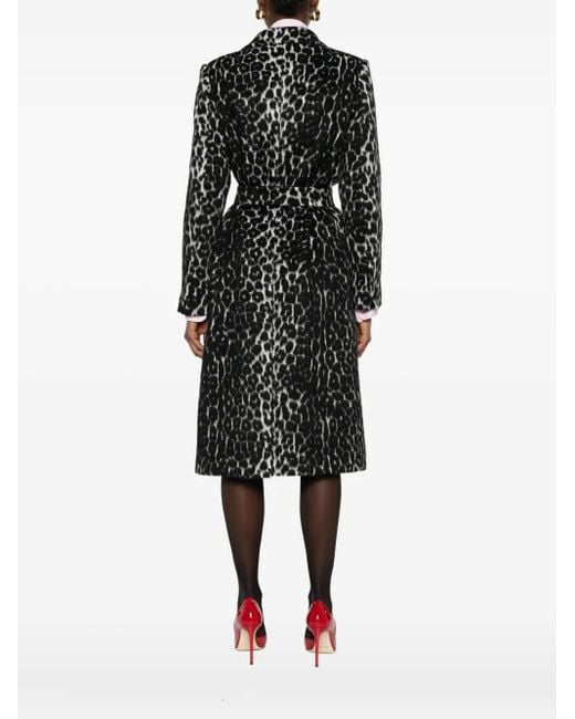 Tagliatore Black Leopard-Print Coat