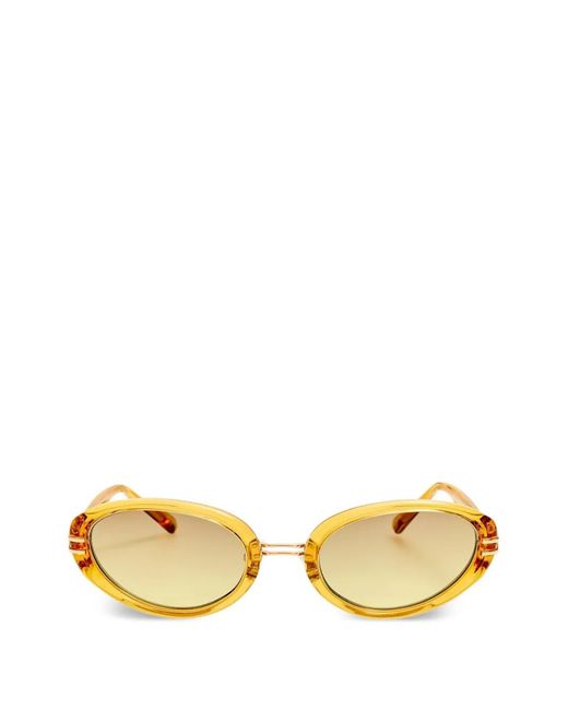The Attico Metallic X Linda Farrow Ambra Oval-Frame Sunglasses