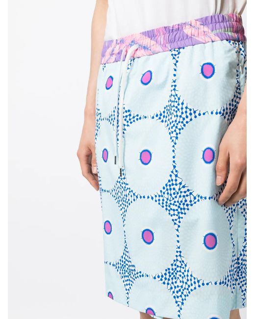 Fumito Ganryu Blue Graphic-Print Drawstring Shorts for men
