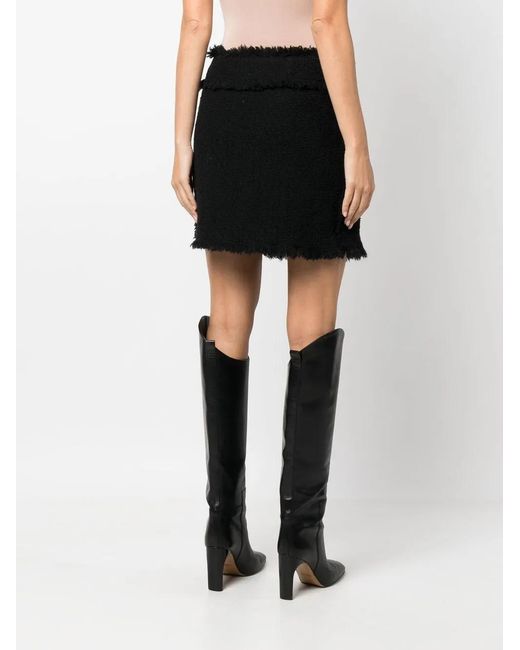 Alberta Ferretti Black Tweed-Design Mini Skirt