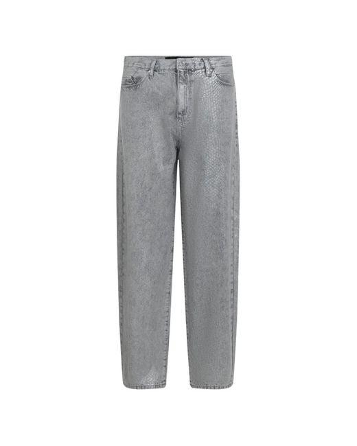 Karl Lagerfeld Gray Coated Python Barrel Jeans