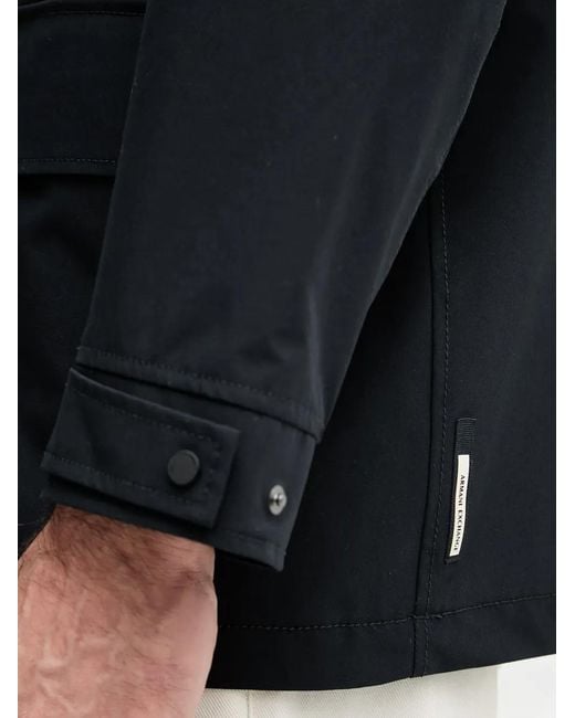 ARMANI EXCHANGE Black Hooded Multi-Pocket Jacket for men