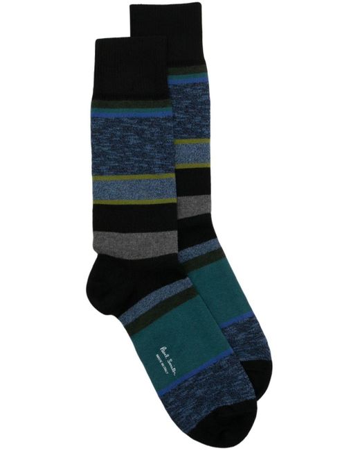 Paul Smith Blue Stripe-pattern Cotton-blend Socks for men