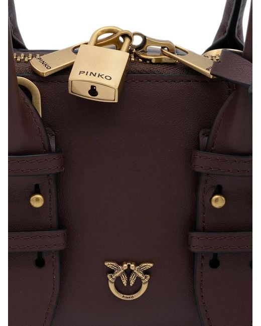 Pinko Brown Small Escape Leather Shoulder Bag