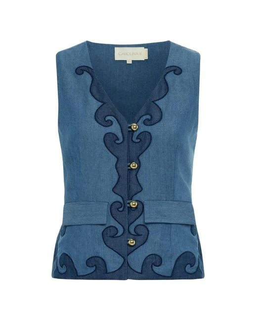 Carolina K Blue Appliqué Denim Top