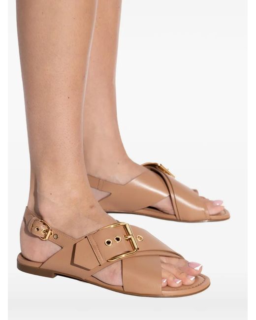 Agl Attilio Giusti Leombruni Brown Summer Buckle Criss-Cross Sandals