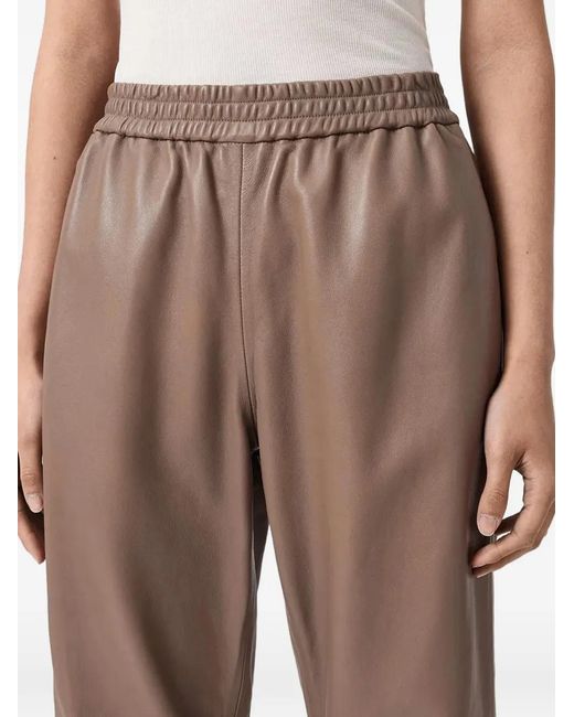 AllSaints Natural Jen Elasticated Leather Trousers