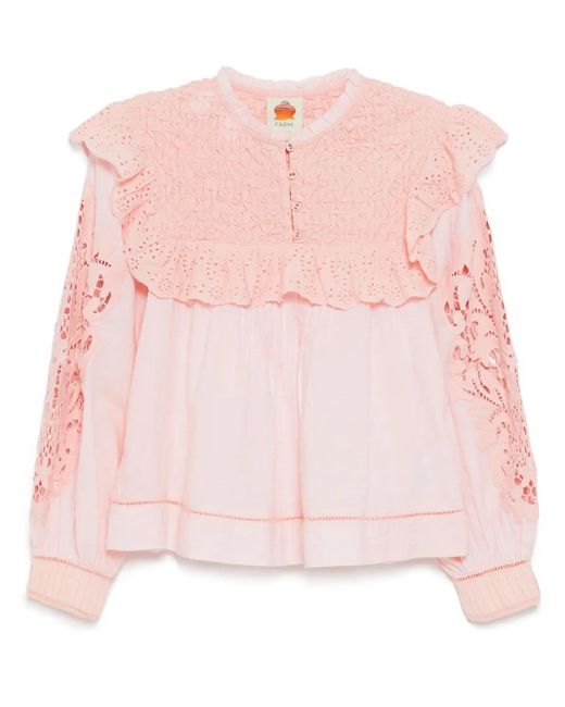 Farm Rio Pink Rose Honeycomb Blouse