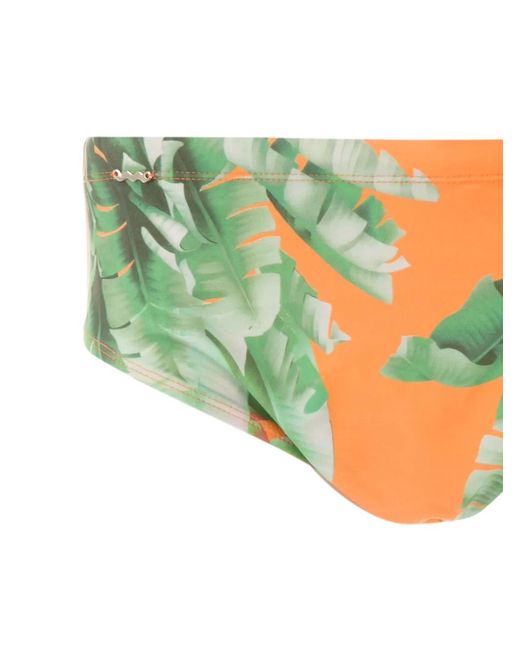 Amir Slama Green Slip De Bain Imprimé for men