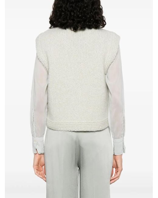 Forte Forte Natural Natte' Tweed And Boucle' Knit Vest
