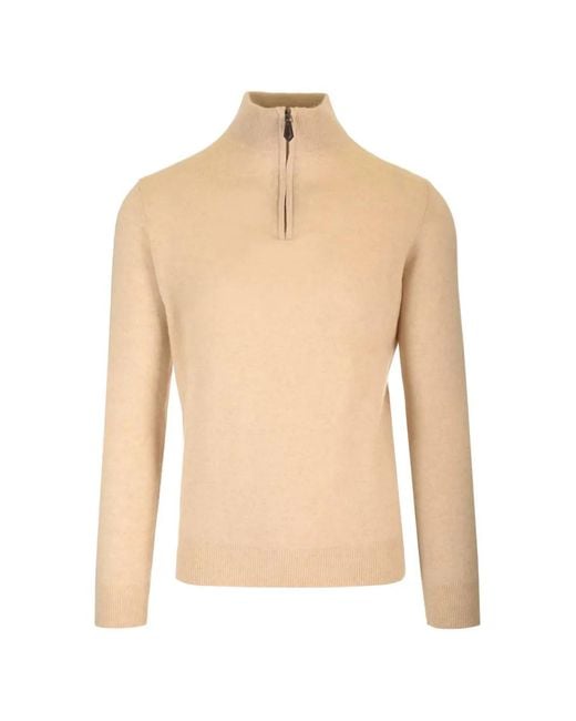 Al Duca D'aosta Natural Zip-Fastening High-Neck Sweater for men