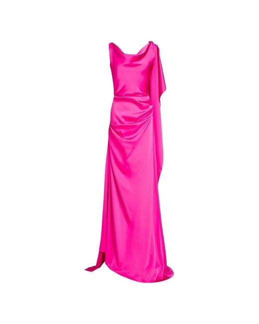 Rhea Costa Pink Cora Draped Gown Maxi Dress