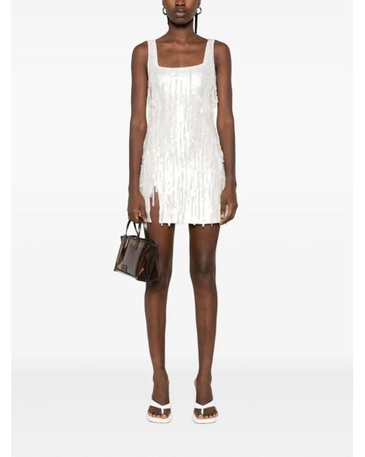 Staud White Le Sable Sequin-Embellished Mini Dress