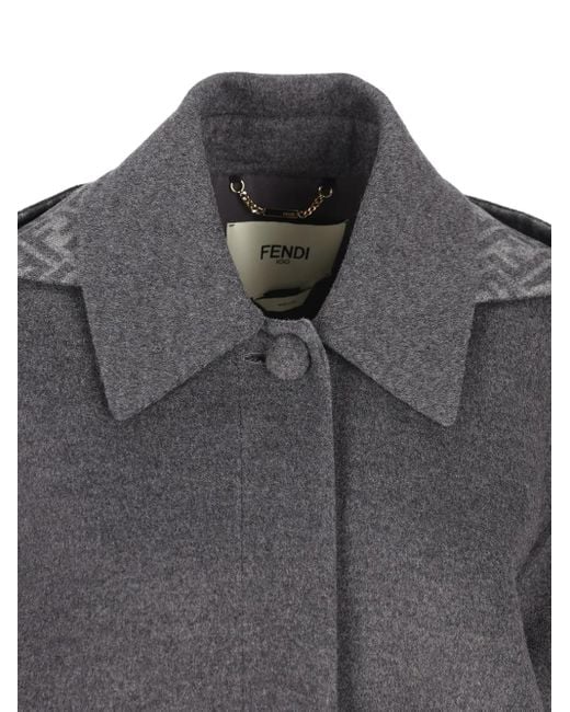 Fendi Jas Met Capuchon En Klepzak in het Gray