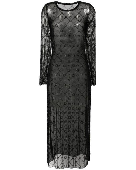 Robe mi-longue à motif monogrammé MARINE SERRE en coloris Black
