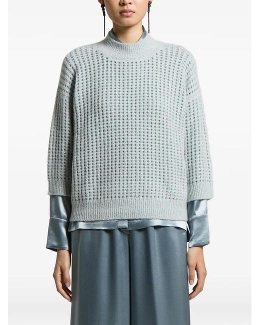 Peserico Blue Open-Knit Sweater