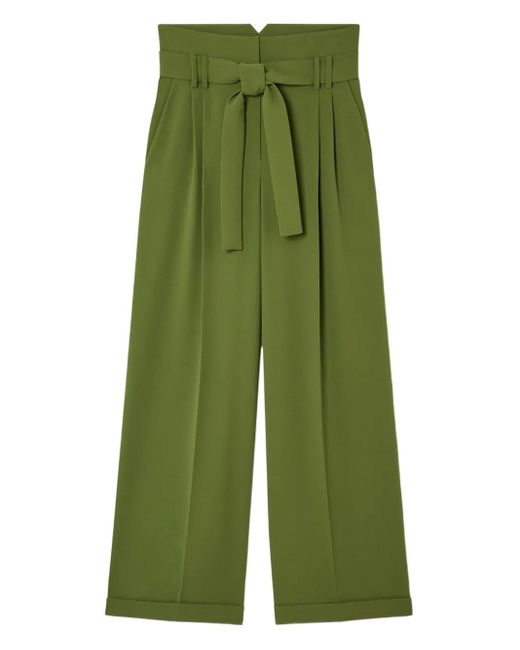 Tara Jarmon Green Belted Tailored Trousers