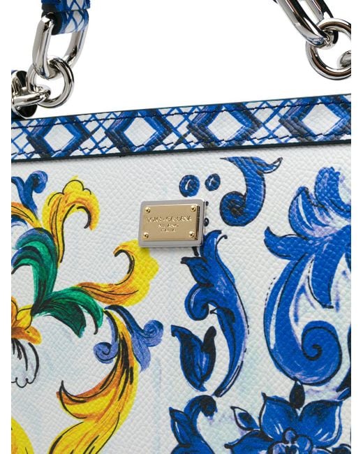 Dolce & Gabbana Sicilian Tile Shoulder Bag in Blue | Lyst